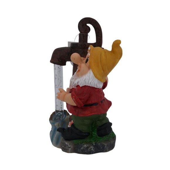 Garden Gnome with Solar Light & LED Water Pump – 10" Resin Statue, Broken/Damage - Picture 6 of 8